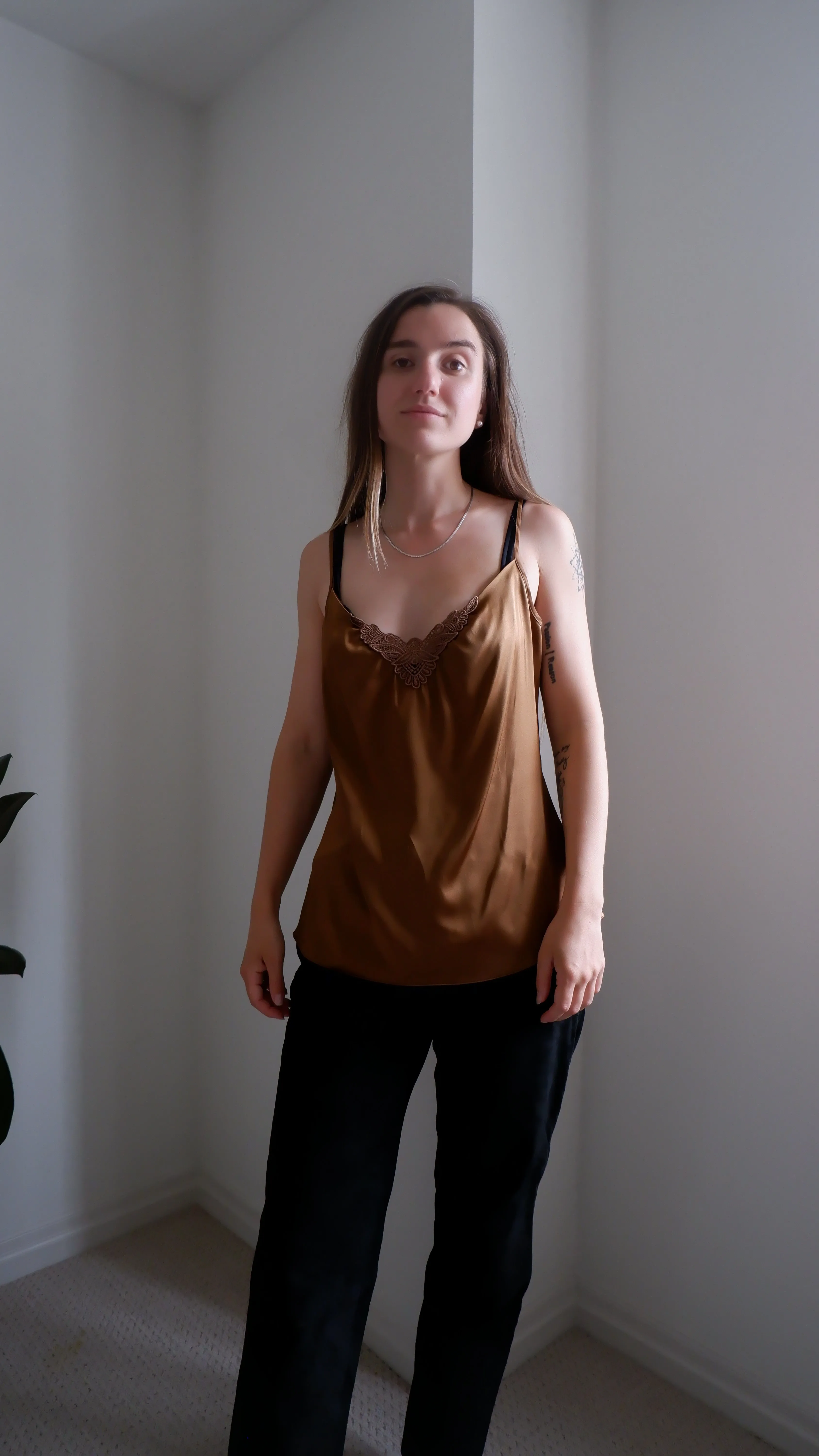 90s Club Monaco Hazelnut 100% Silk Camisole - L