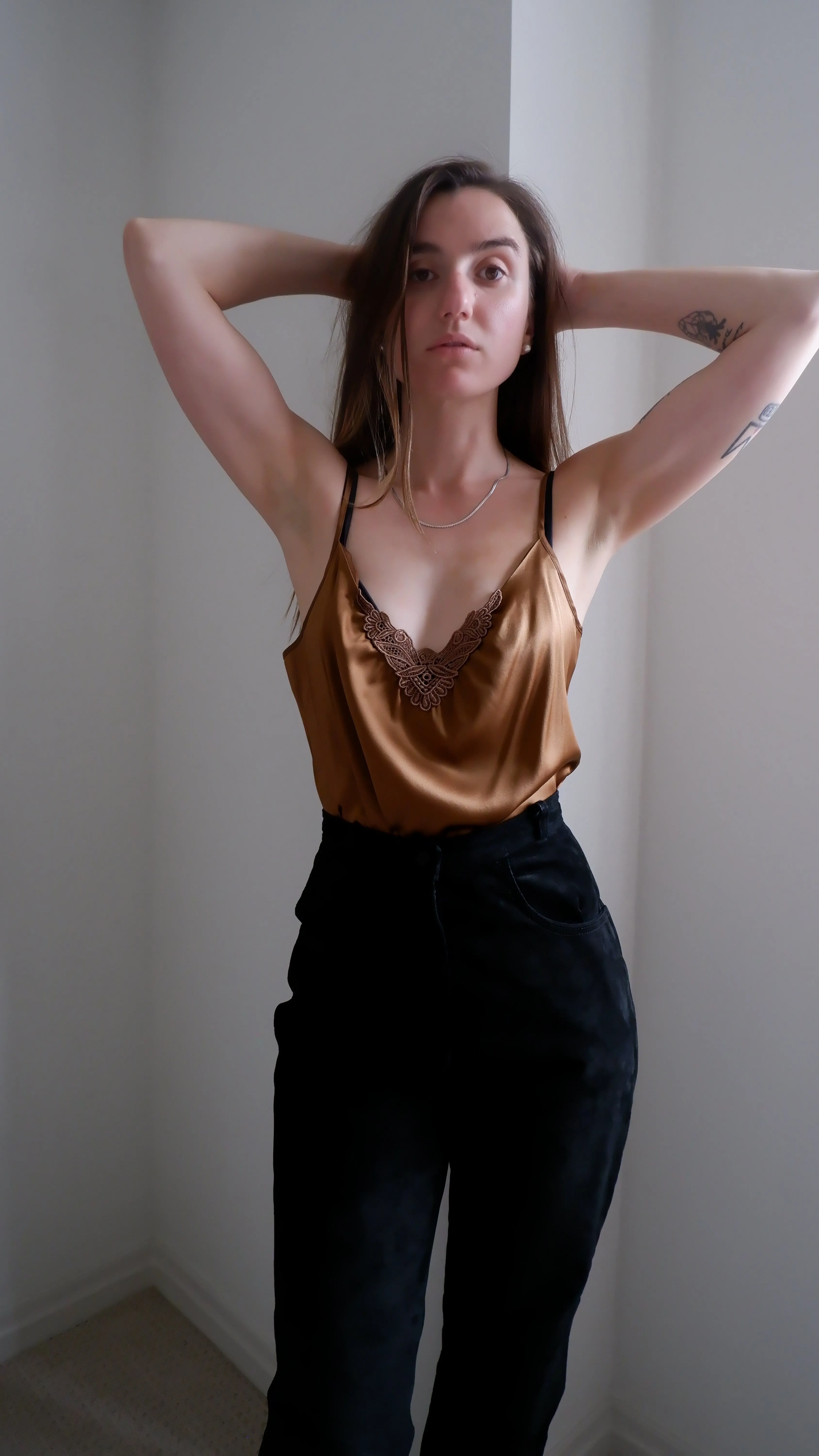 90s Club Monaco Hazelnut 100% Silk Camisole - L