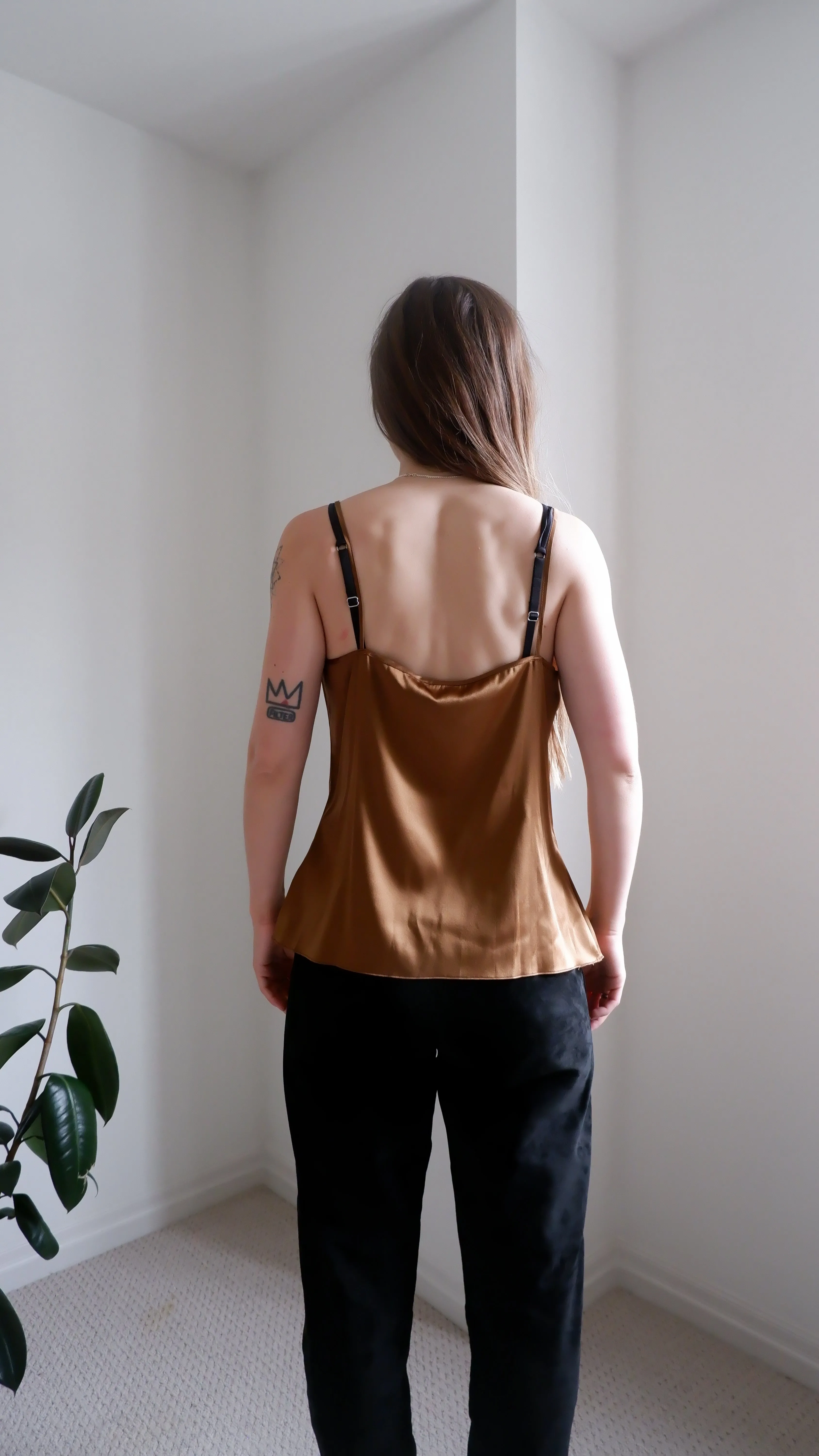 90s Club Monaco Hazelnut 100% Silk Camisole - L