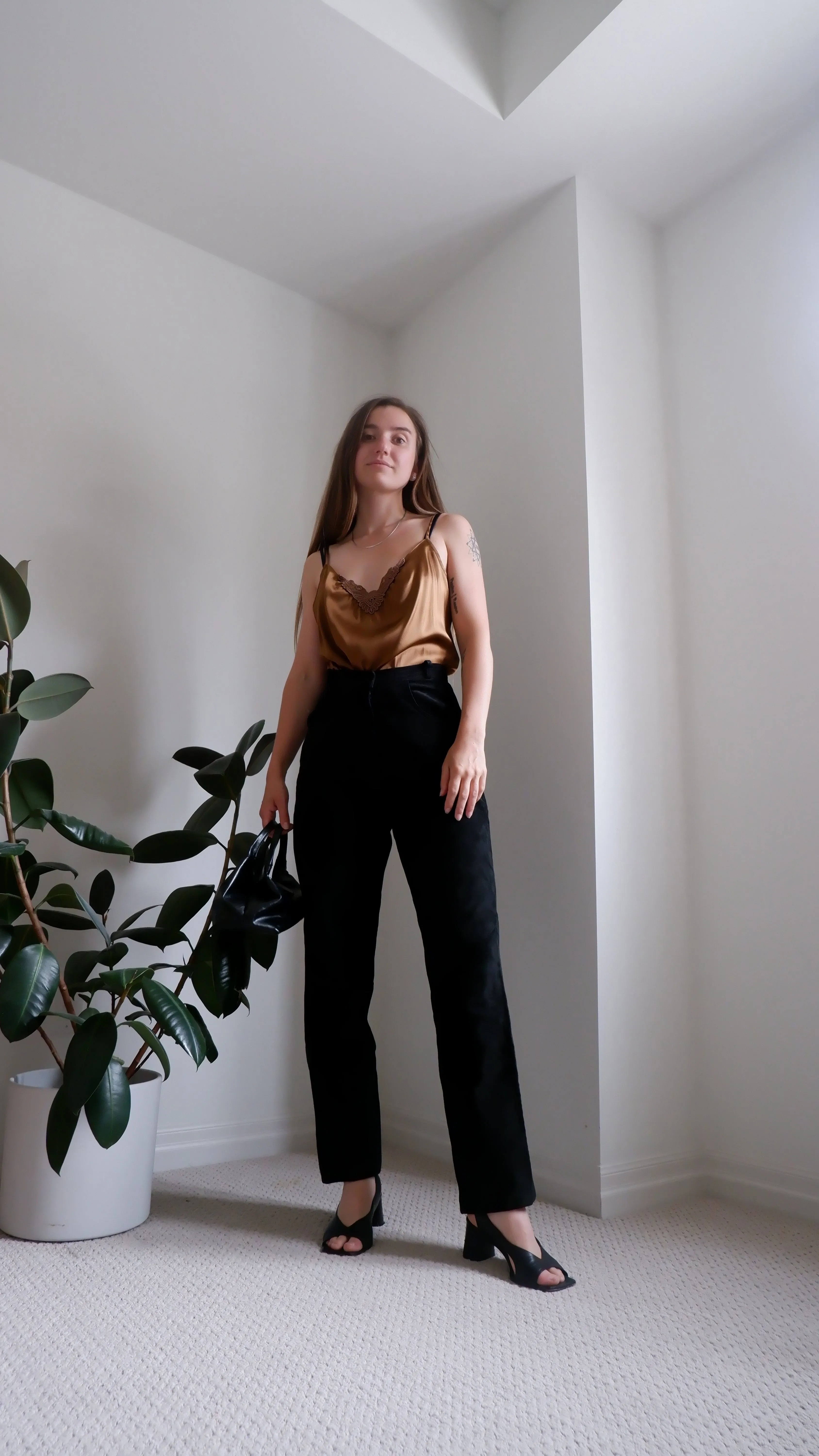 90s Club Monaco Hazelnut 100% Silk Camisole - L