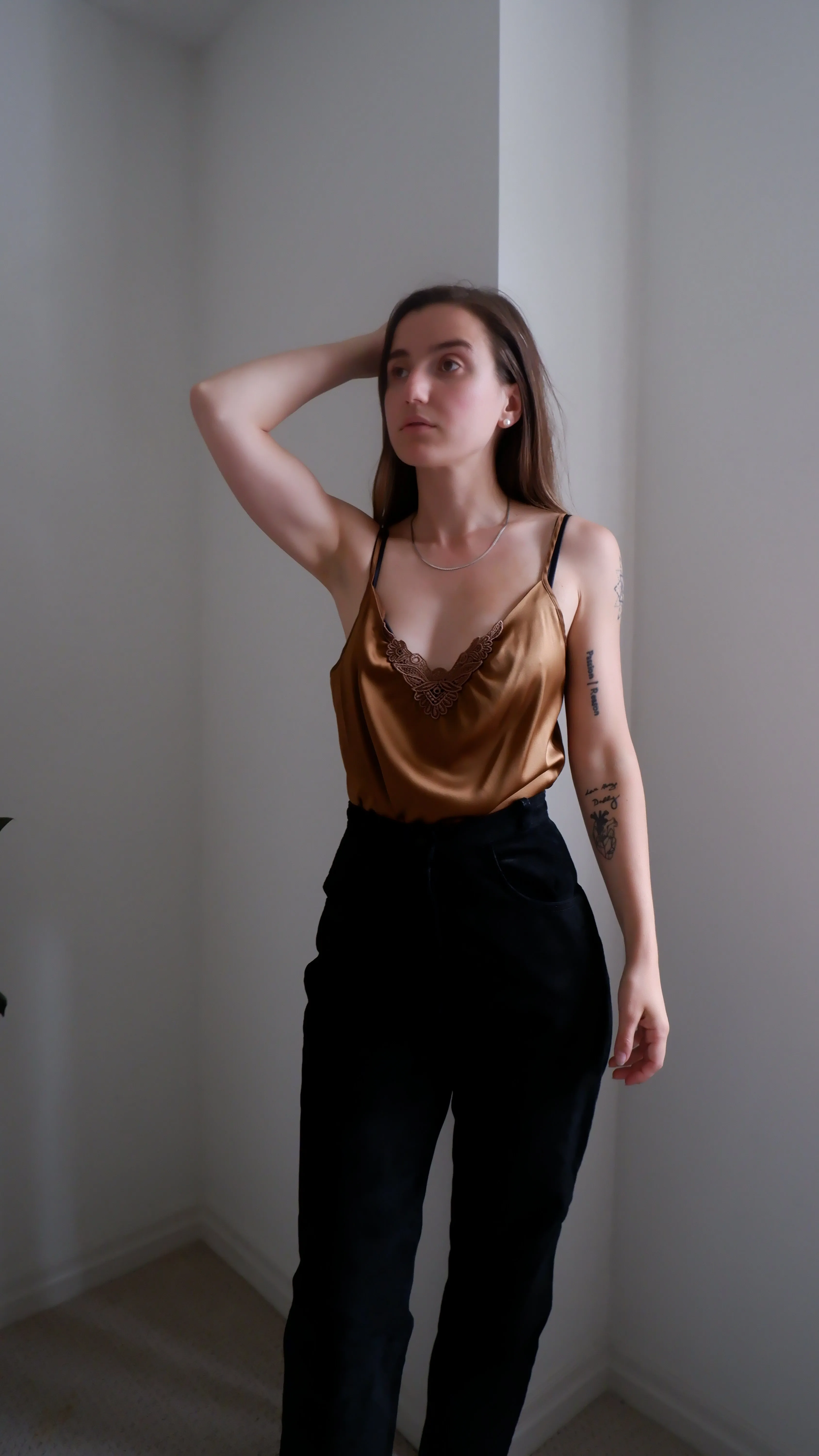 90s Club Monaco Hazelnut 100% Silk Camisole - L