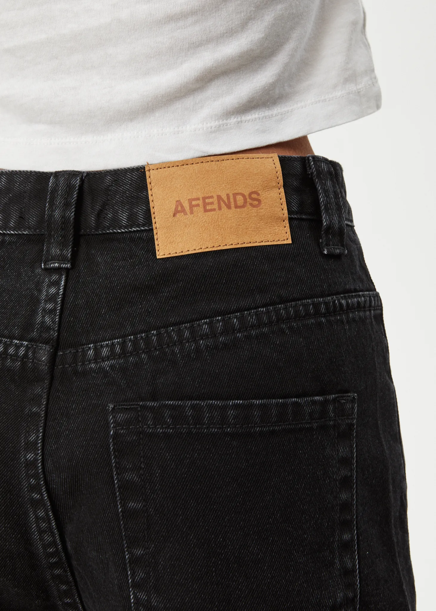 AFENDS Womens Emilie - Denim Workwear Short - Washed Black