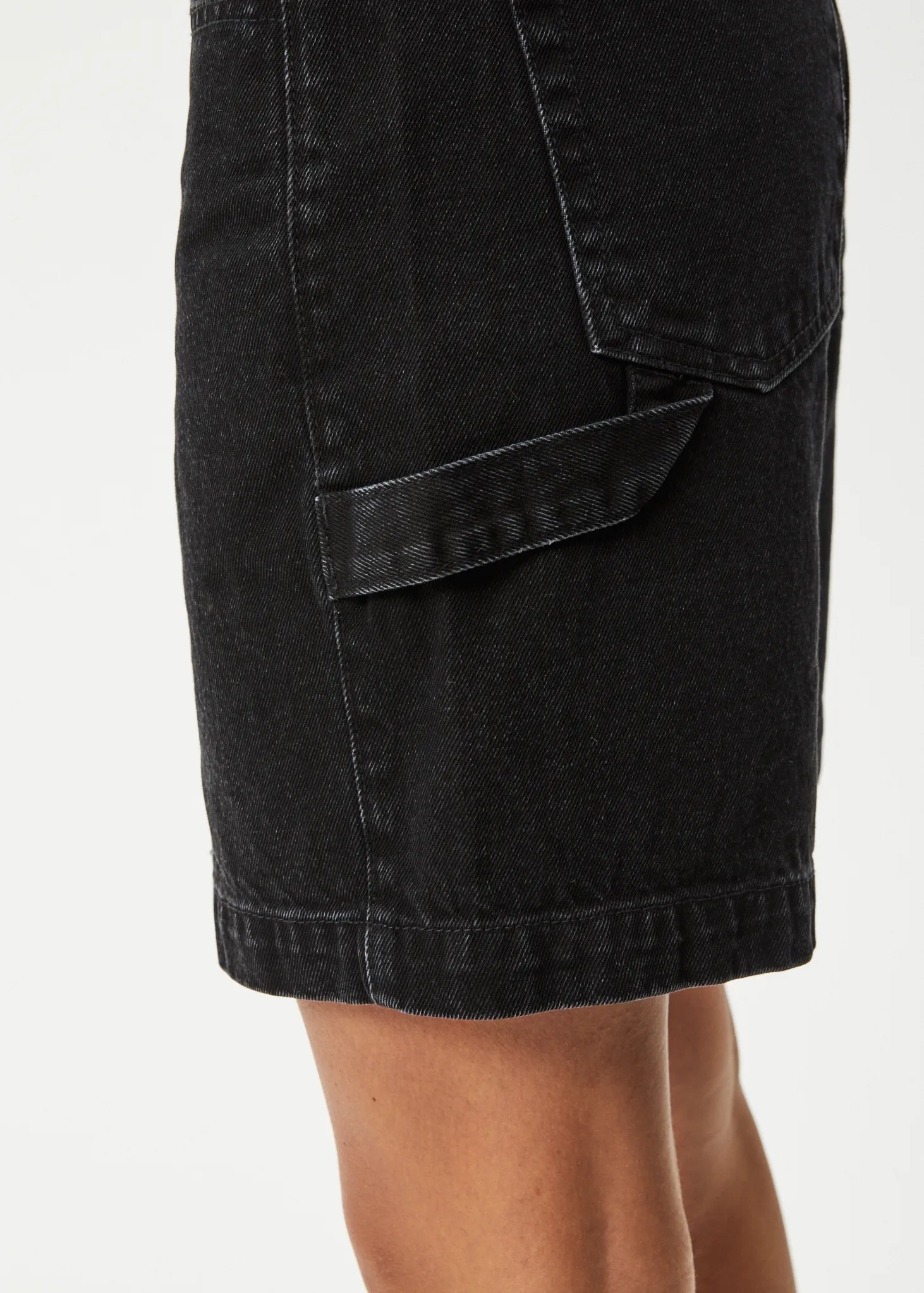 AFENDS Womens Emilie - Denim Workwear Short - Washed Black