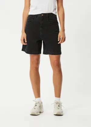 AFENDS Womens Emilie - Denim Workwear Short - Washed Black