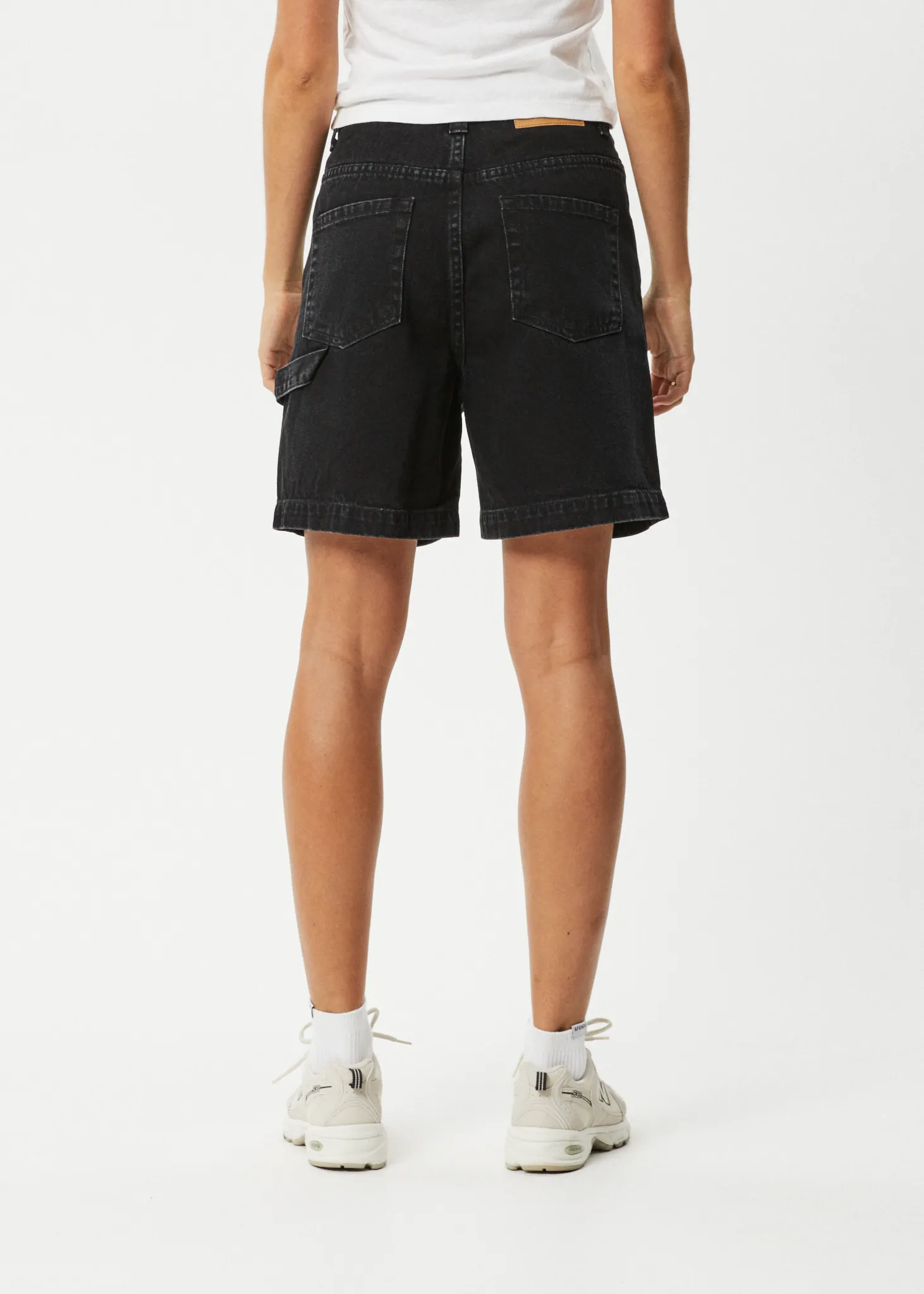 AFENDS Womens Emilie - Denim Workwear Short - Washed Black