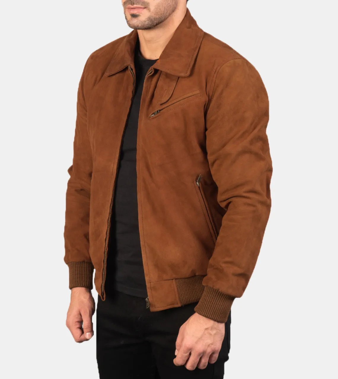 Alfier Men's Bronze Suede Leather Jacket