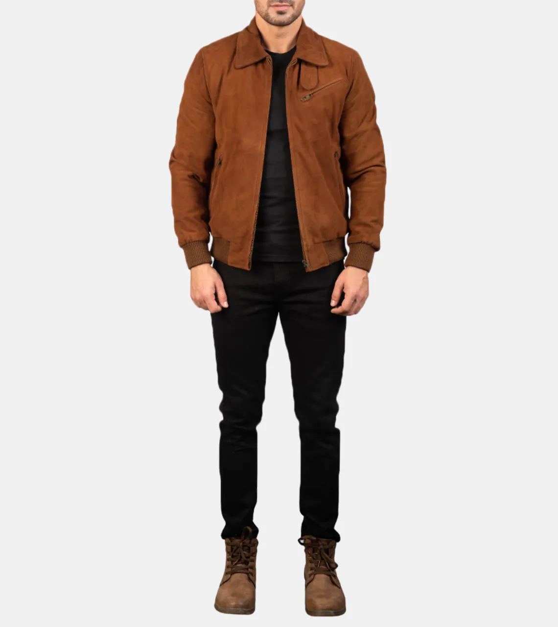 Alfier Men's Bronze Suede Leather Jacket