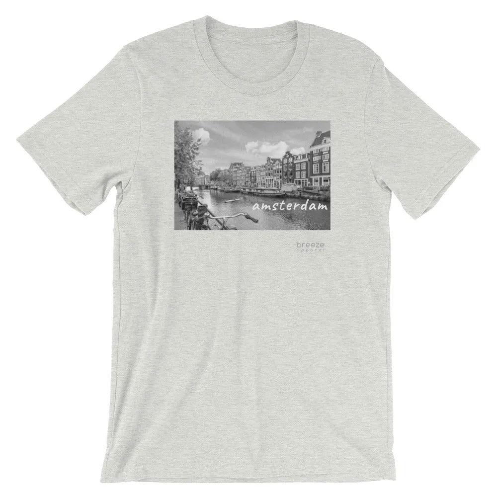 'Amsterdam, the Netherlands' unisex short-sleeved shirt (20 colors)