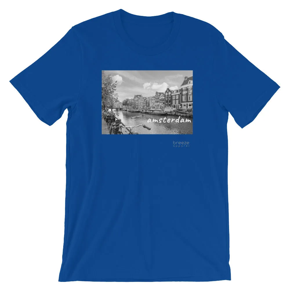 'Amsterdam, the Netherlands' unisex short-sleeved shirt (20 colors)
