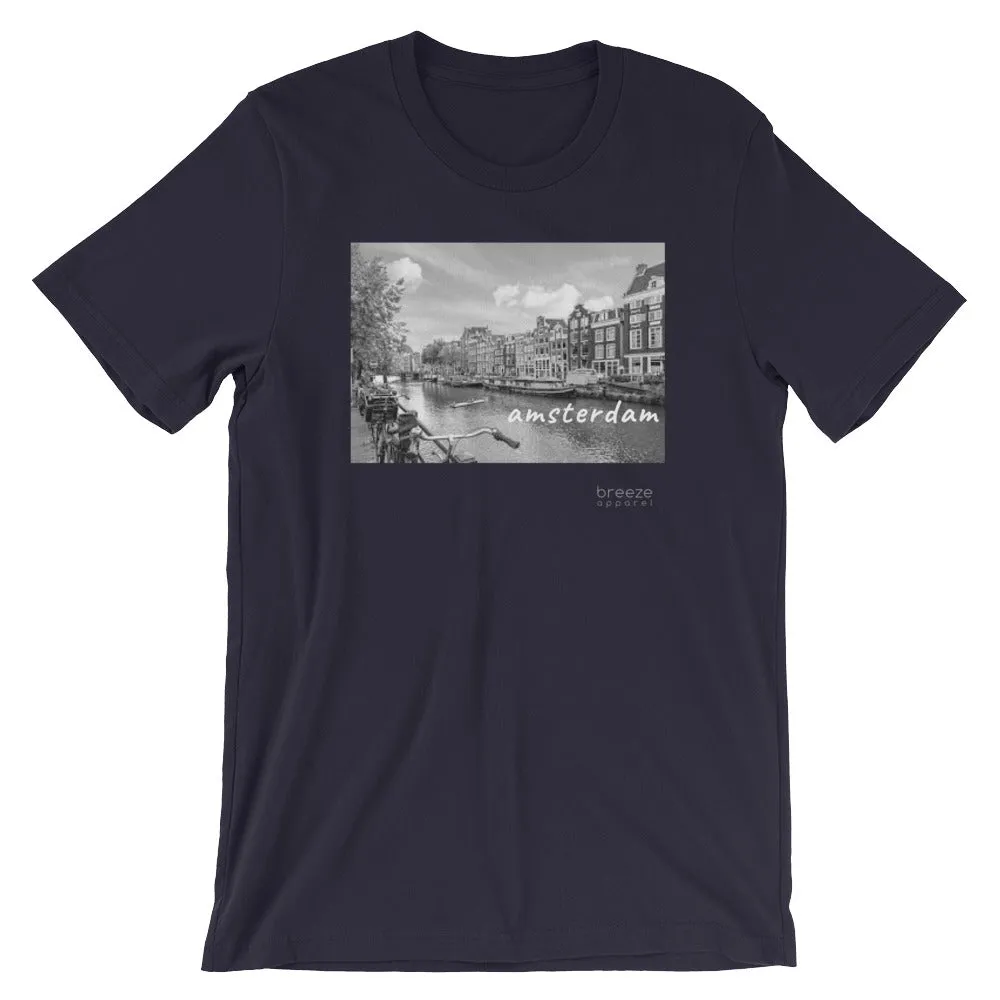 'Amsterdam, the Netherlands' unisex short-sleeved shirt (20 colors)