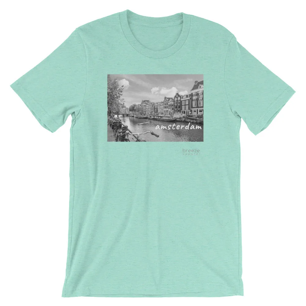 'Amsterdam, the Netherlands' unisex short-sleeved shirt (20 colors)