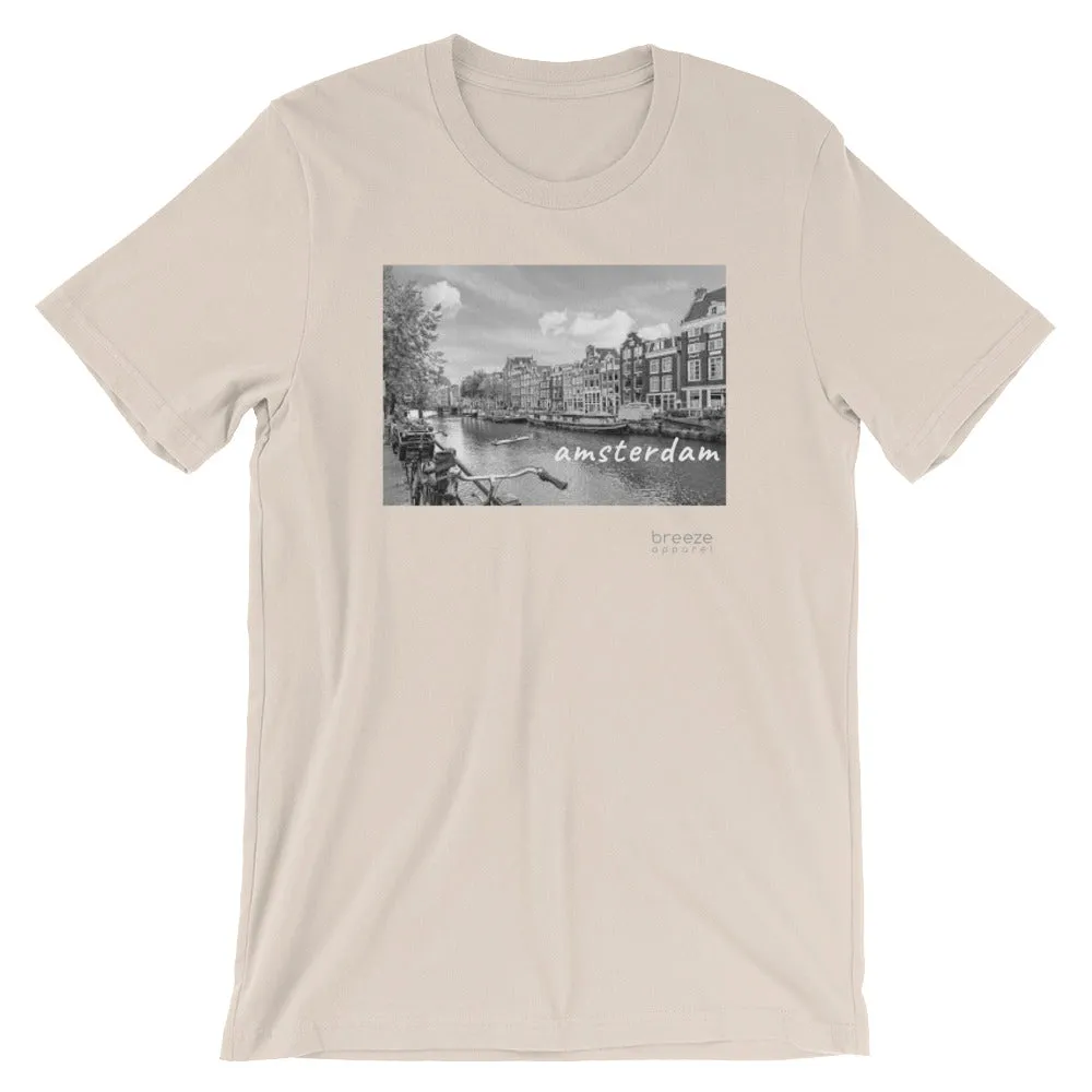 'Amsterdam, the Netherlands' unisex short-sleeved shirt (20 colors)