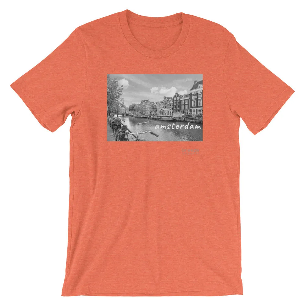 'Amsterdam, the Netherlands' unisex short-sleeved shirt (20 colors)