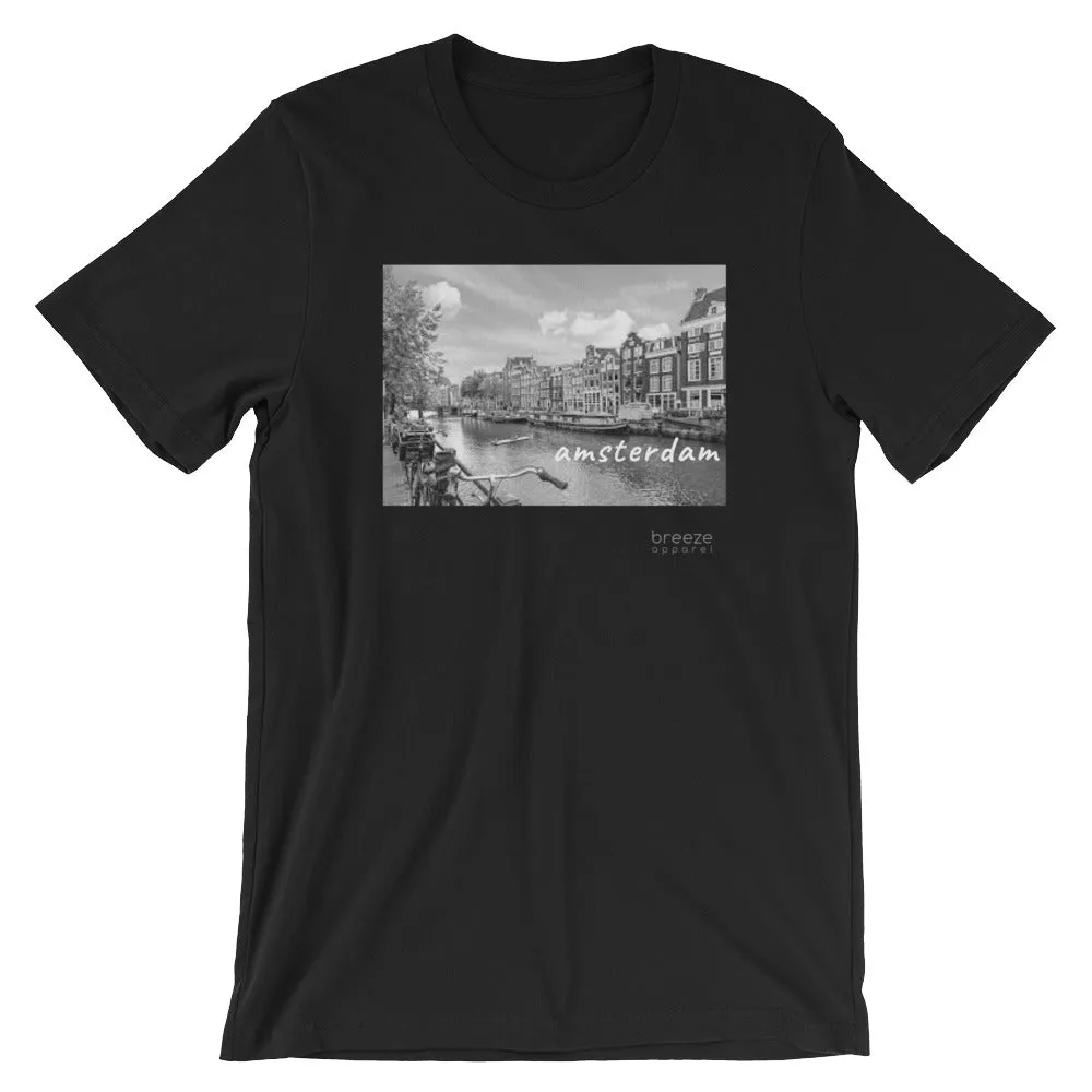 'Amsterdam, the Netherlands' unisex short-sleeved shirt (20 colors)