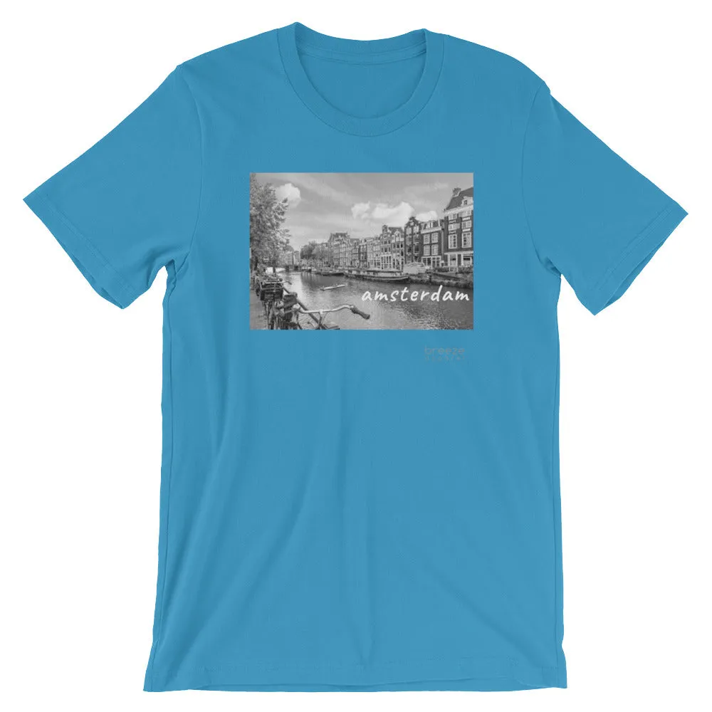 'Amsterdam, the Netherlands' unisex short-sleeved shirt (20 colors)