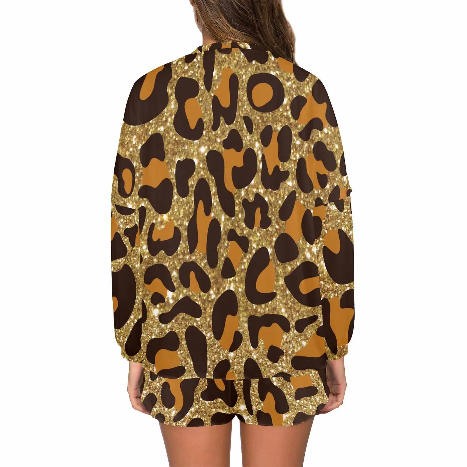 Animal print 5  Women's Long Sleeve Pajama Set with Shorts