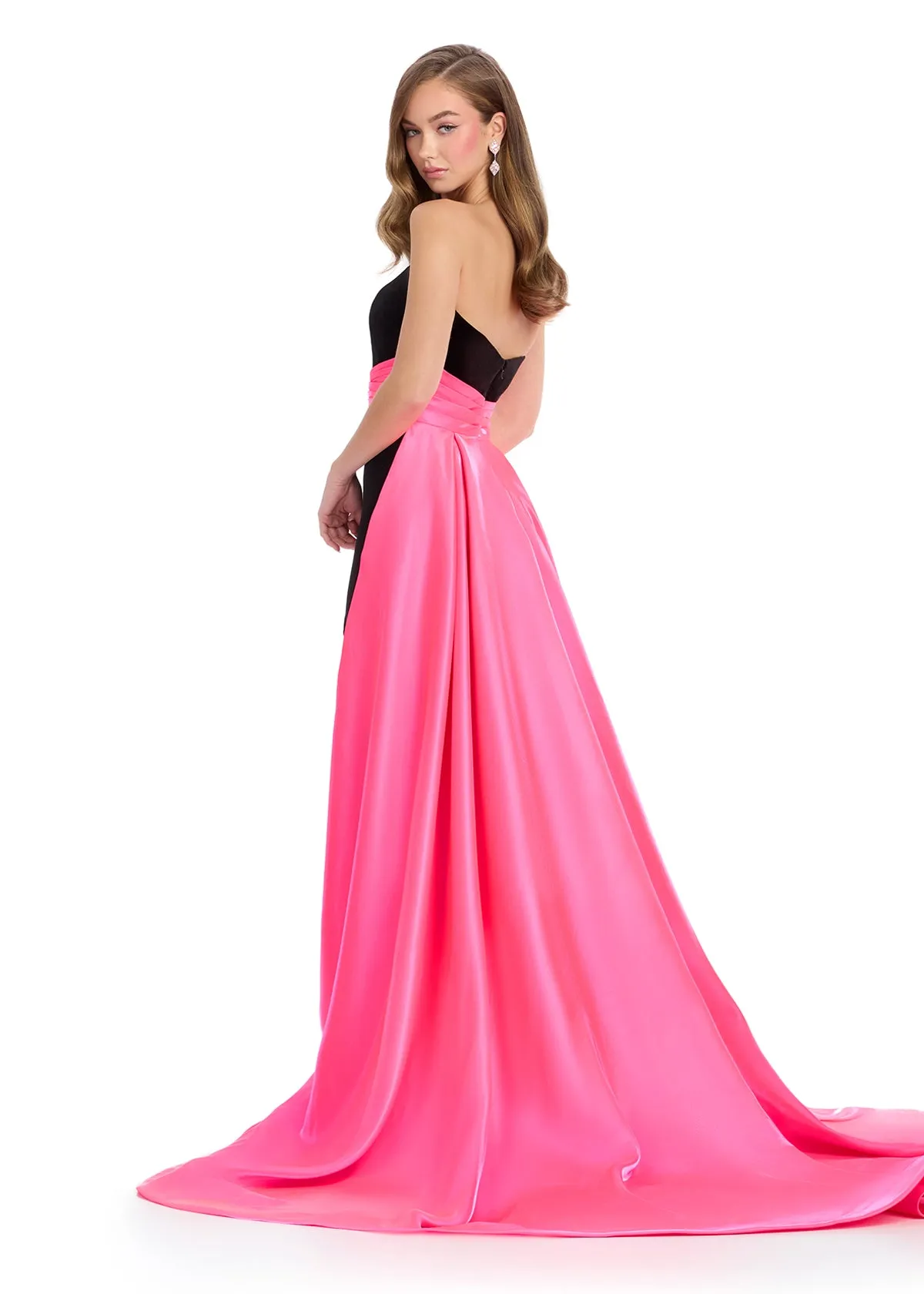 Ashley Lauren 11857 Long Fitted Velvet Pageant Dress Satin Overskirt Formal Evening Gown