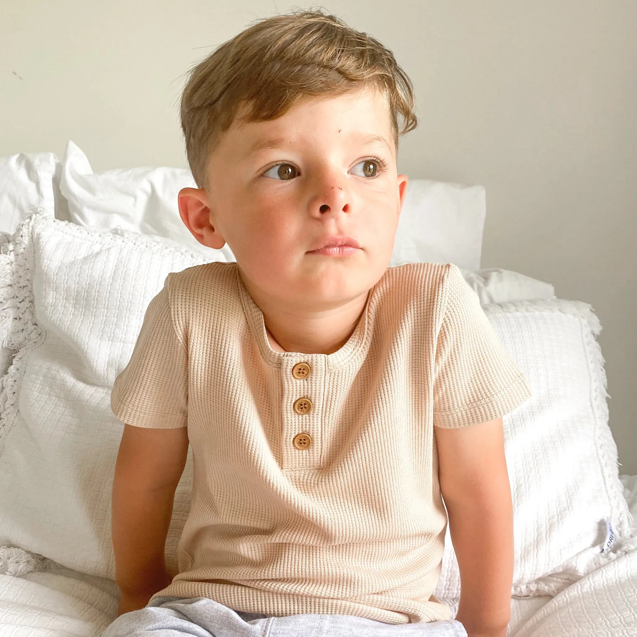 Basic Waffle Tee - Oatmeal