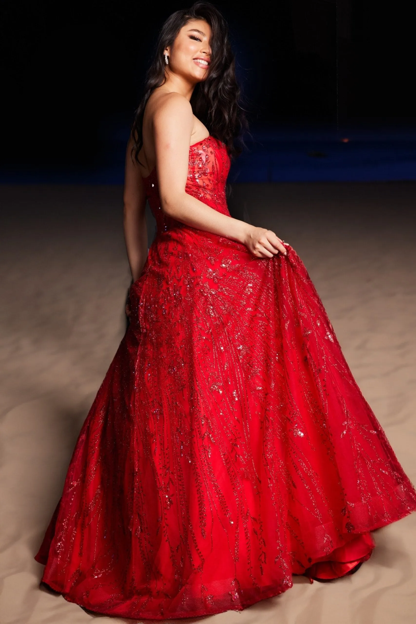 Beaded Tulle Strapless A-line Gown by Jovani 26109