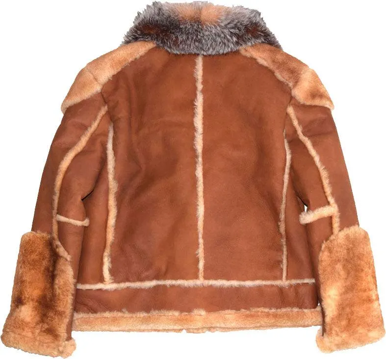 Brown Pilot Leather Jacket with Fur