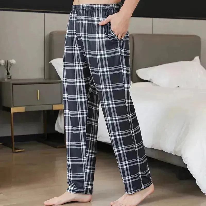 Checkered Comfort: Men's Oversized Pajama Set with Pockets for Cozy Seasons