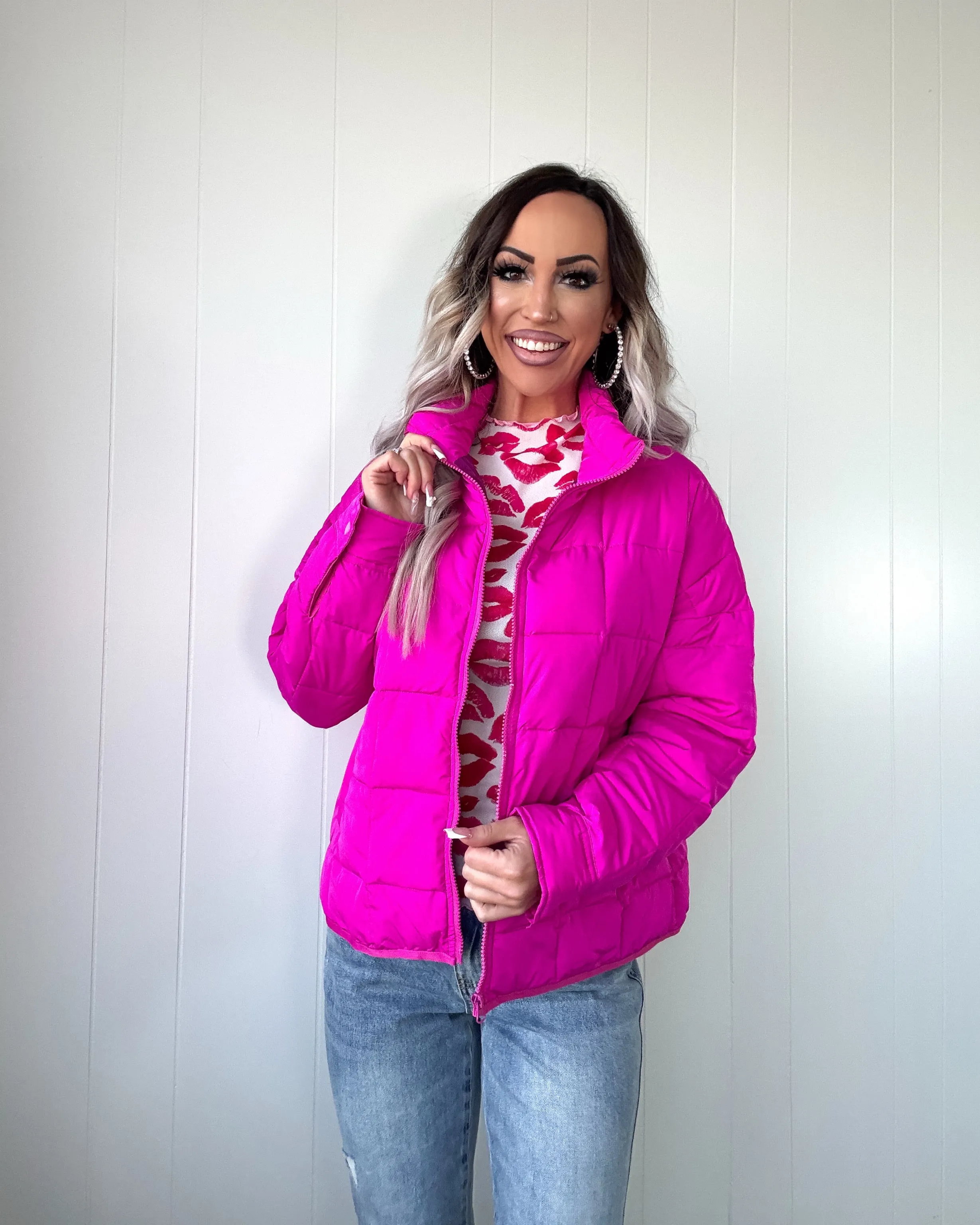 City Views Puffer Jacket - Fuchsia