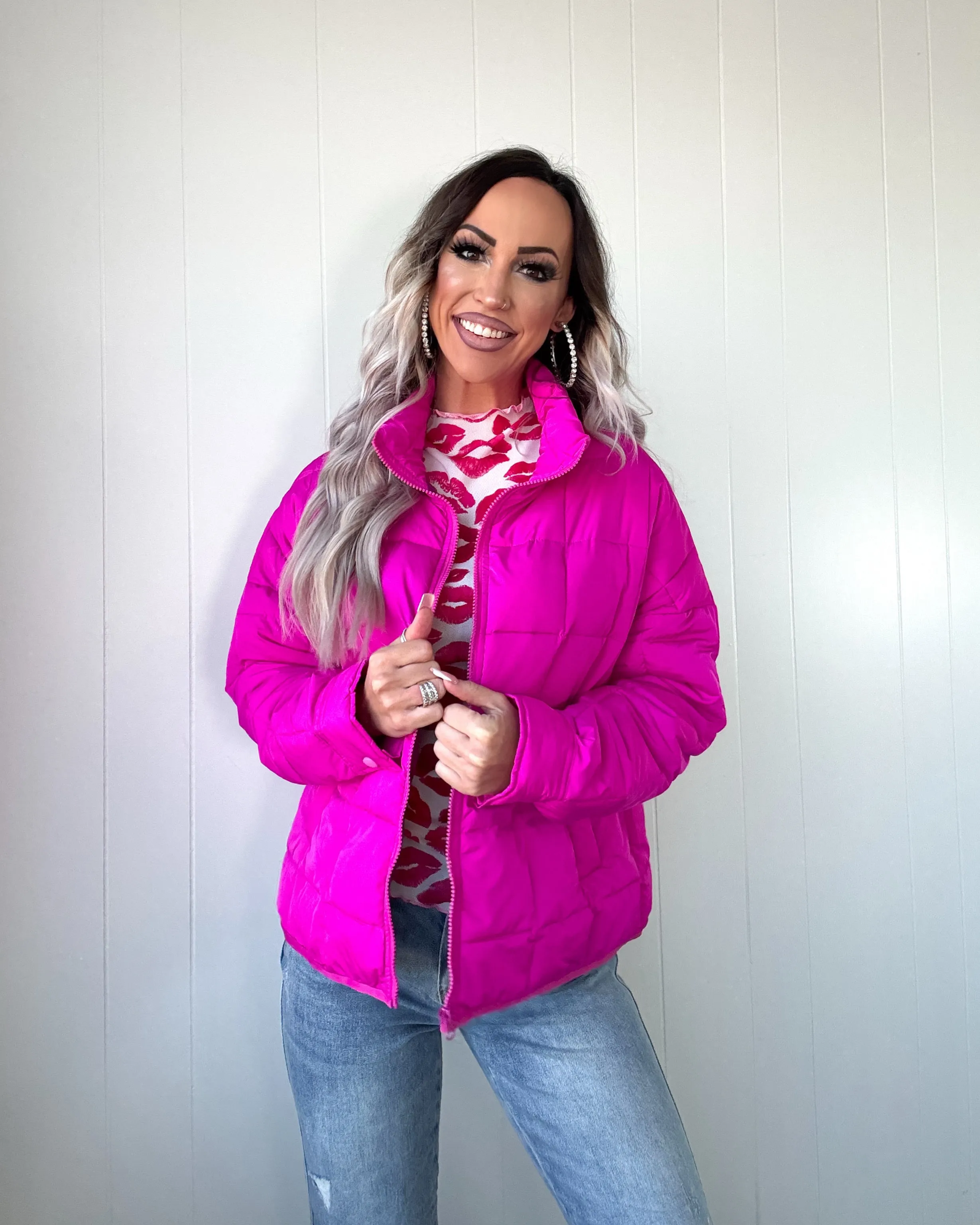 City Views Puffer Jacket - Fuchsia