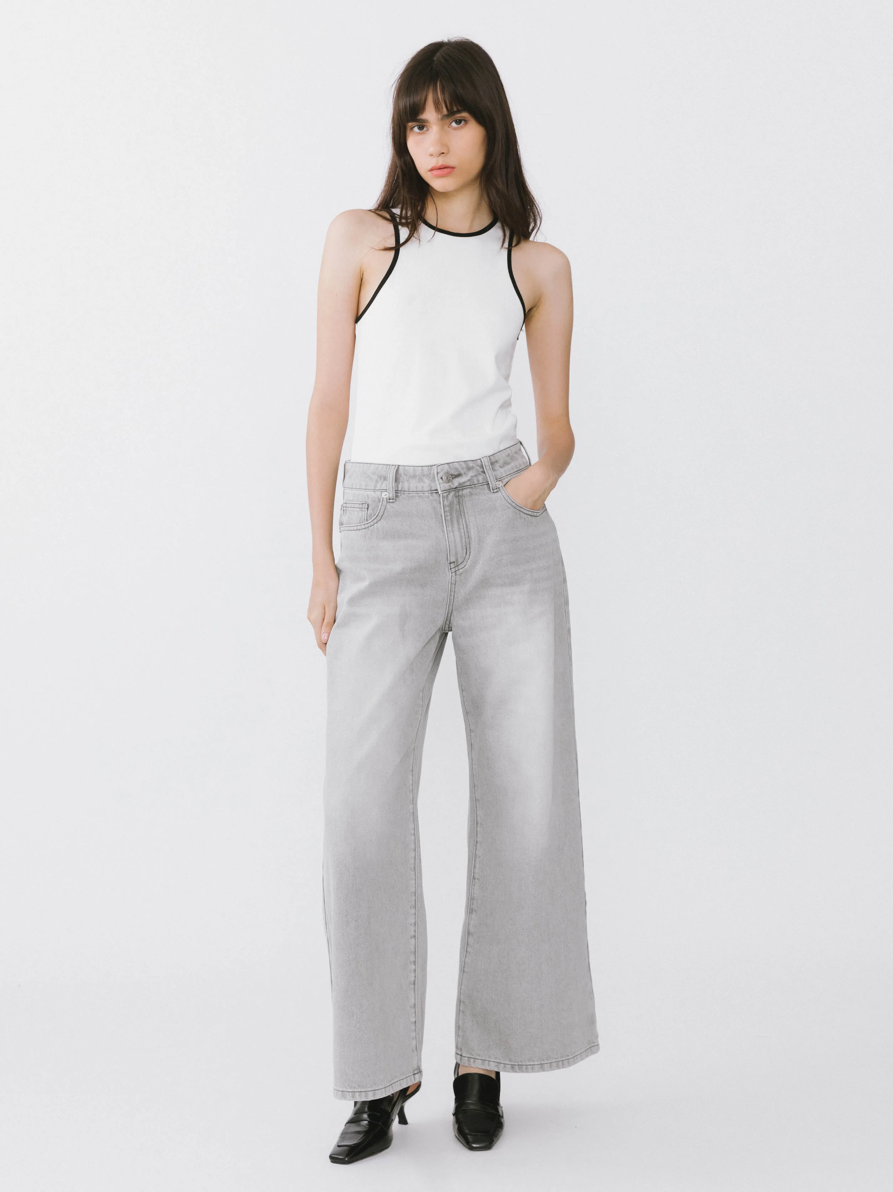 Contrast Cutaway Tank Top