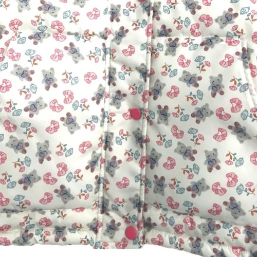 Cute Bear Print Puffer Jacket with Hood
