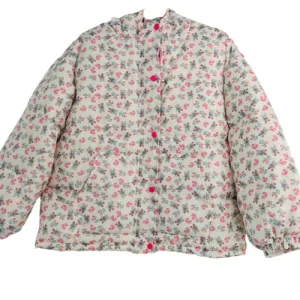 Cute Bear Print Puffer Jacket with Hood
