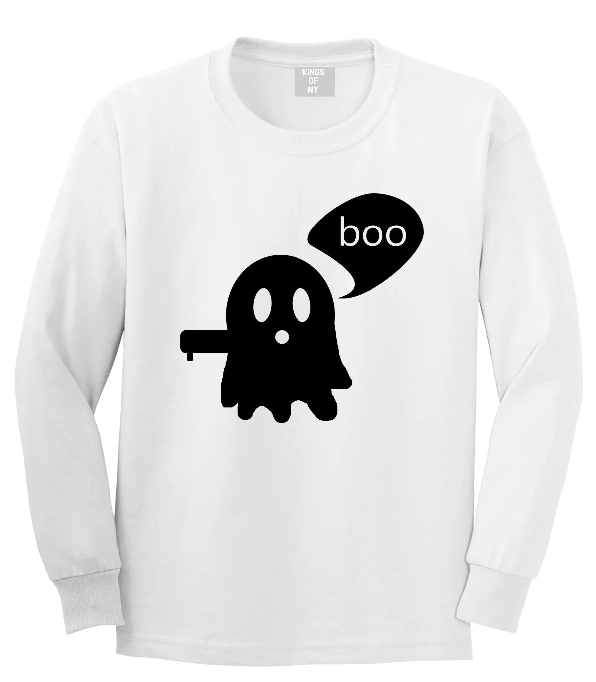 Cute Displeased Ghost Halloween Mens Long Sleeve T-Shirt