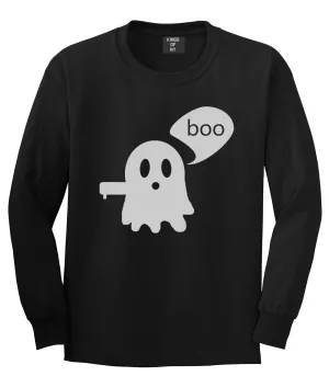 Cute Displeased Ghost Halloween Mens Long Sleeve T-Shirt