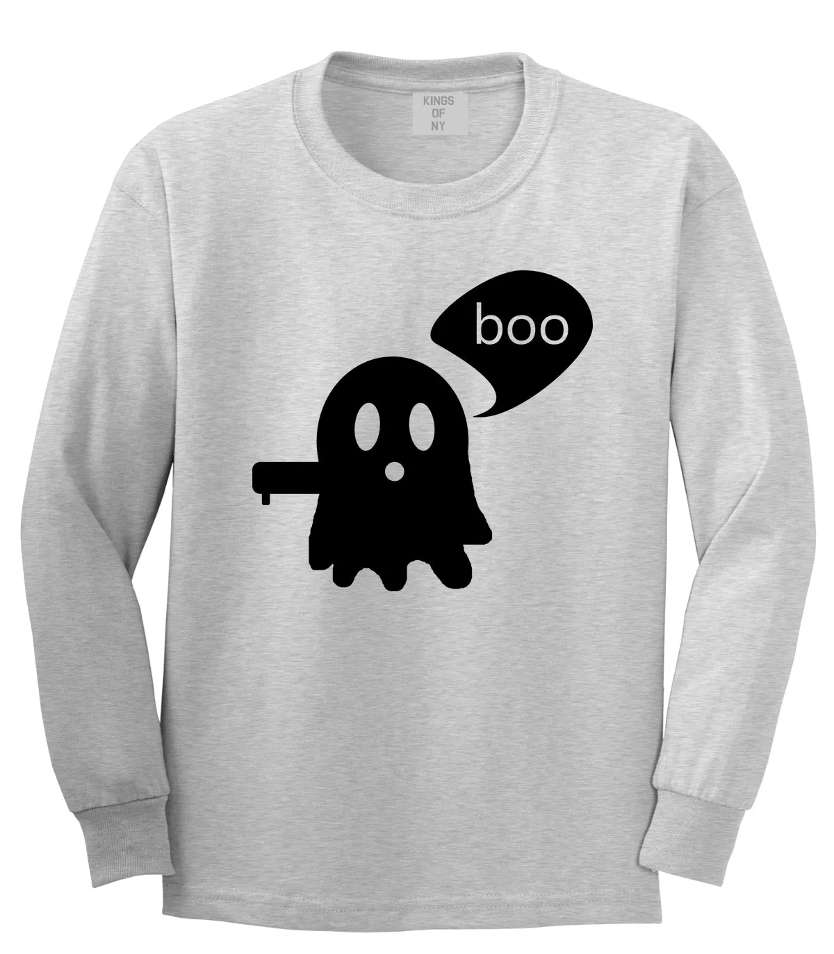 Cute Displeased Ghost Halloween Mens Long Sleeve T-Shirt