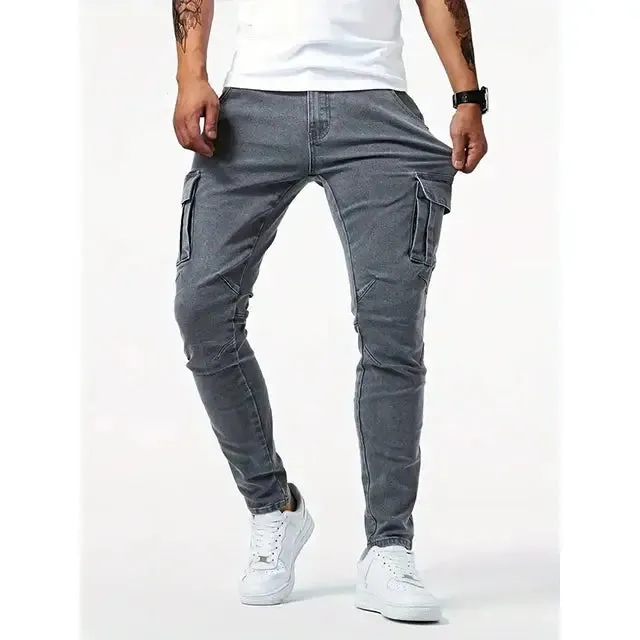 Denim Jeans Cargo Trousers - Cross & Crown