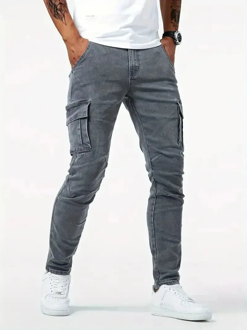 Denim Jeans Cargo Trousers - Cross & Crown