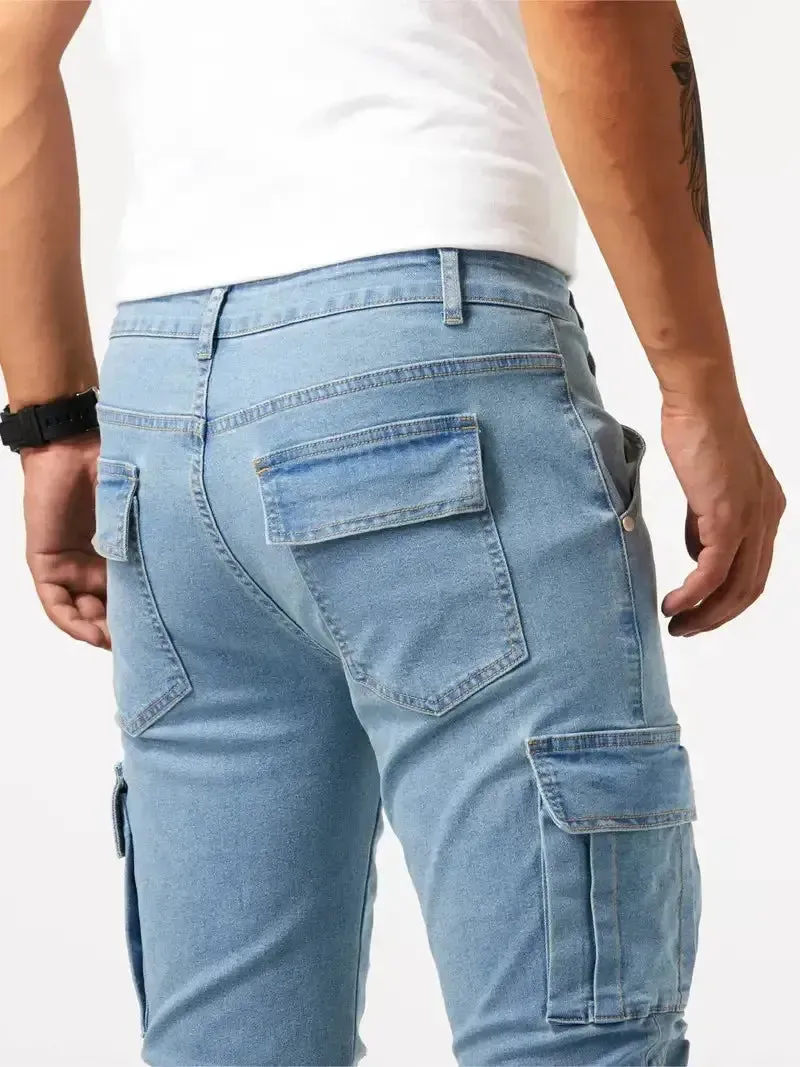 Denim Jeans Cargo Trousers - Cross & Crown