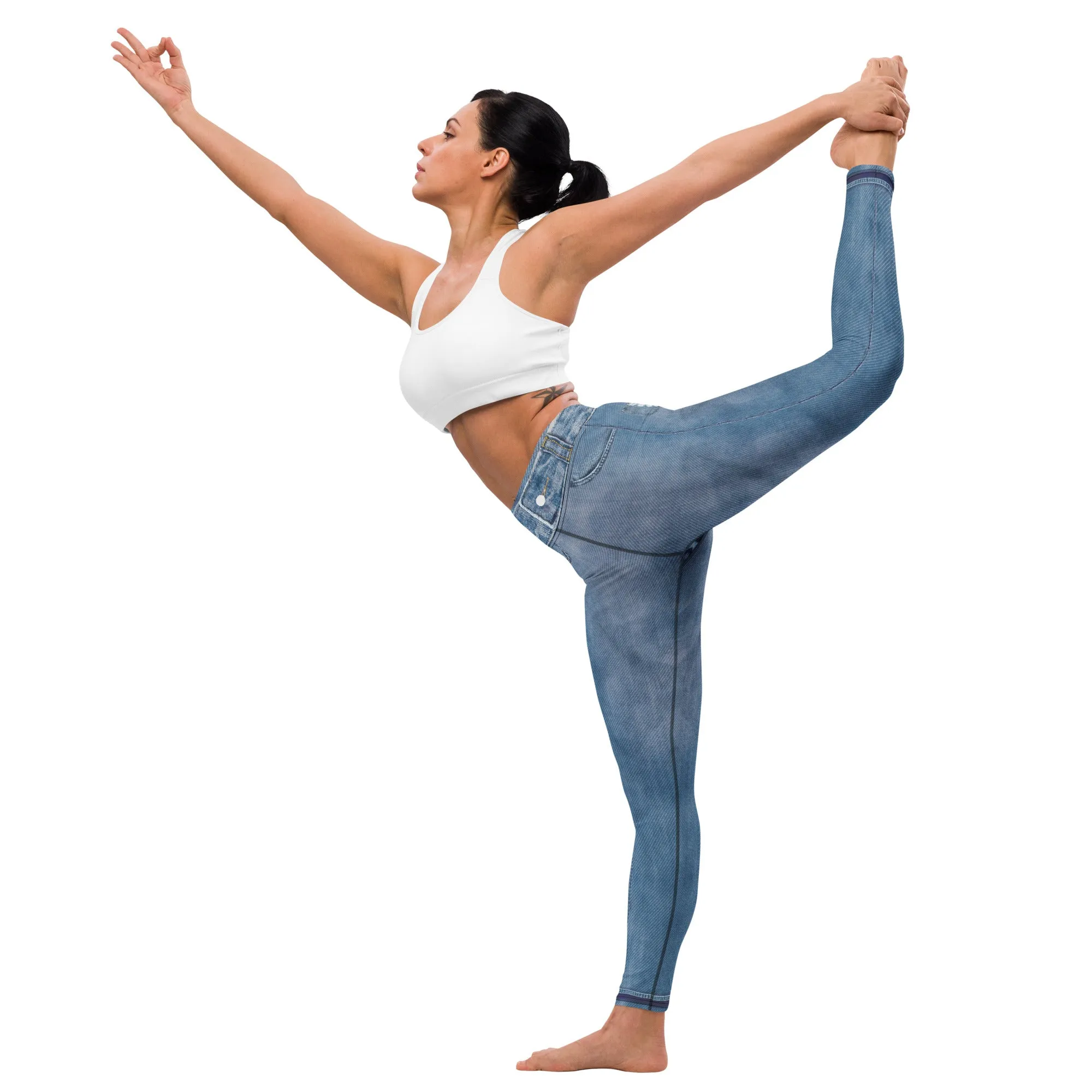 Denim Jeans Print Yoga Leggings