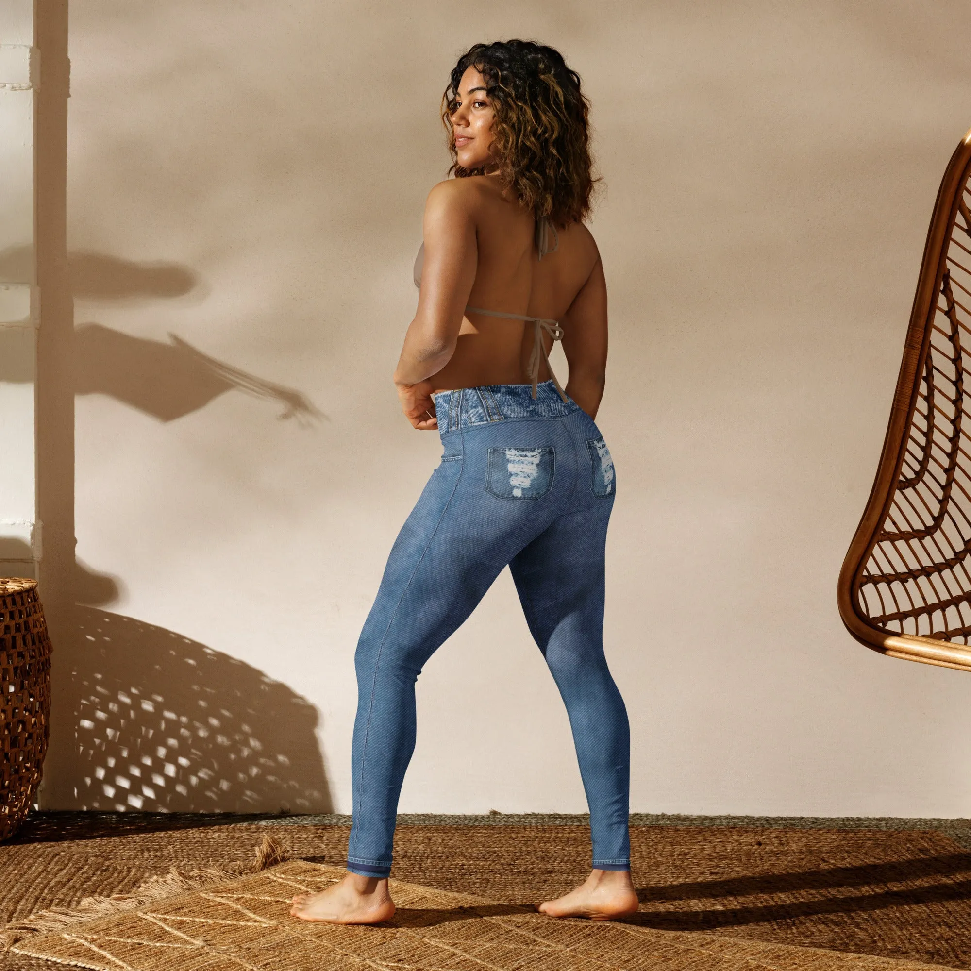 Denim Jeans Print Yoga Leggings