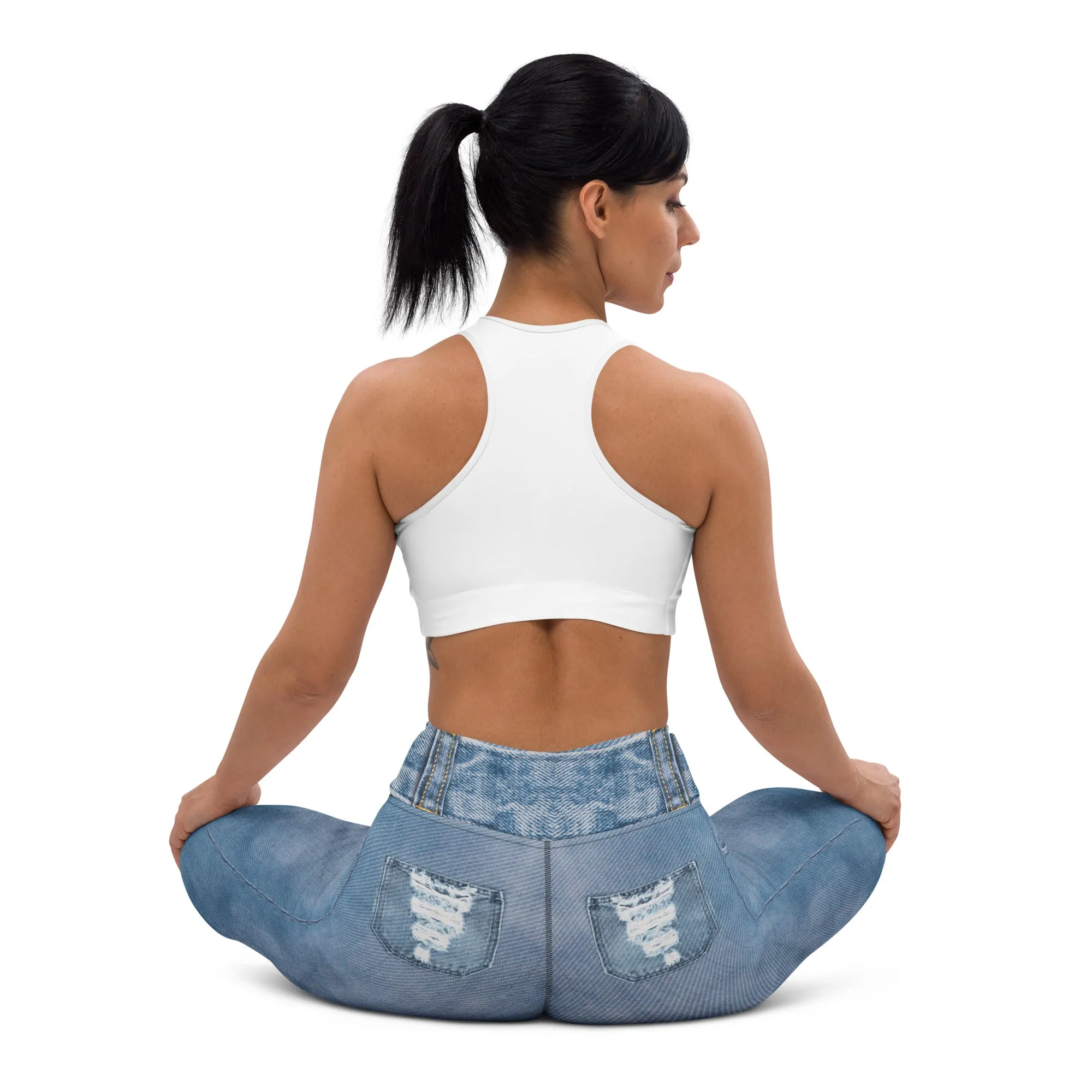 Denim Jeans Print Yoga Leggings