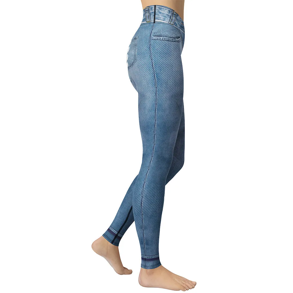Denim Jeans Print Yoga Leggings