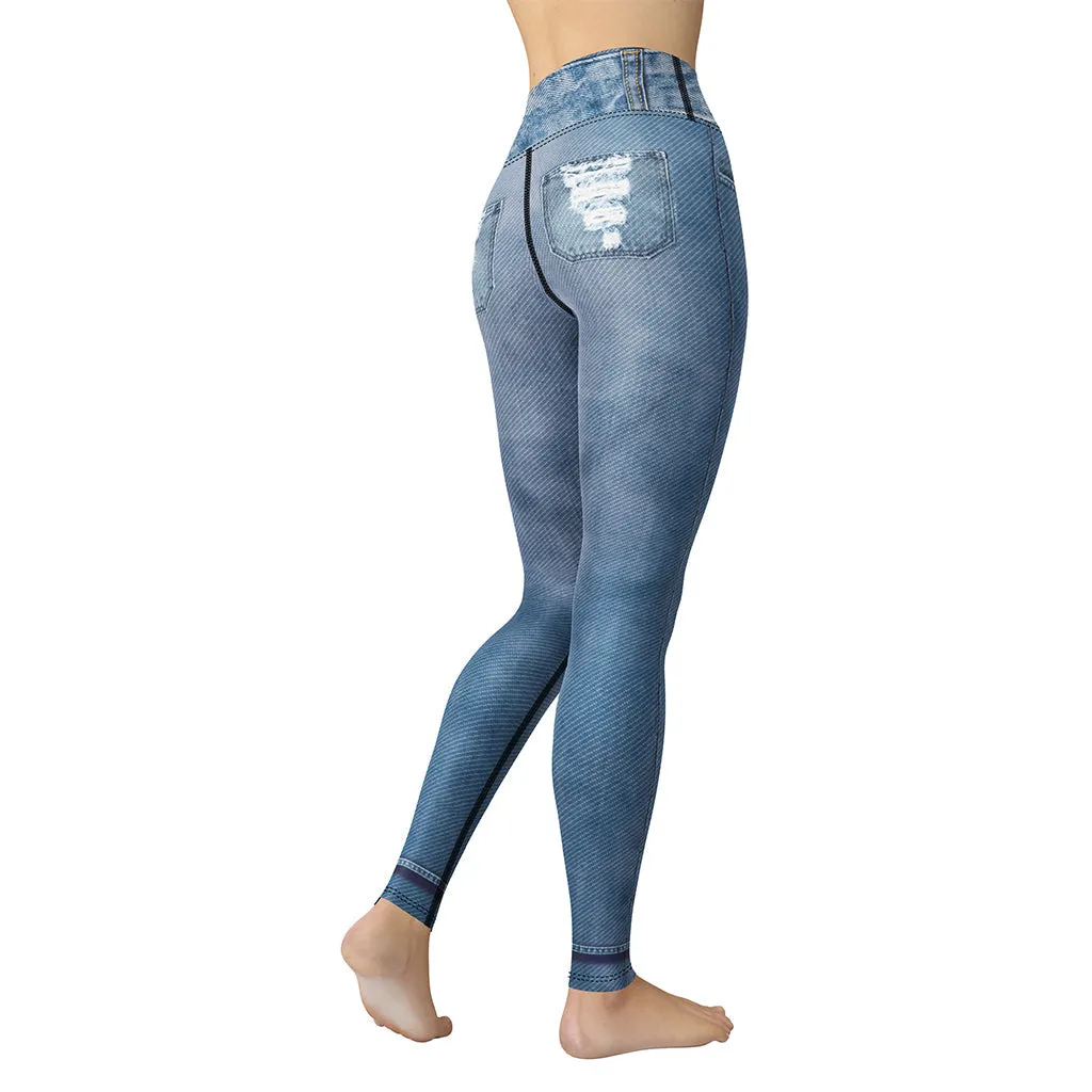Denim Jeans Print Yoga Leggings