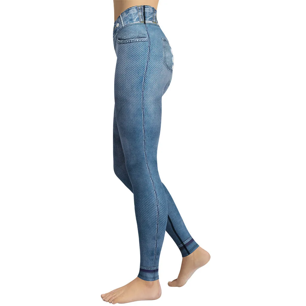 Denim Jeans Print Yoga Leggings