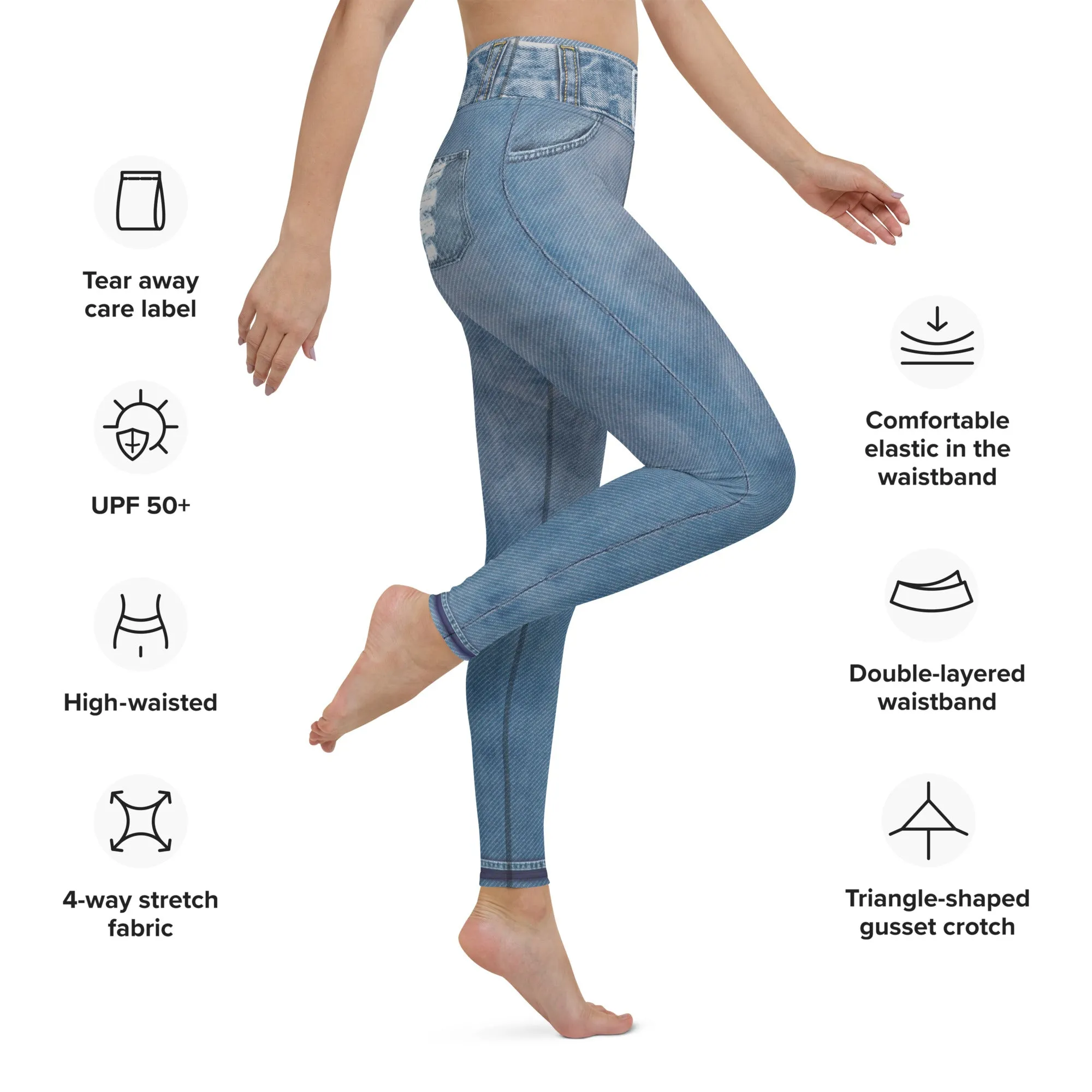 Denim Jeans Print Yoga Leggings