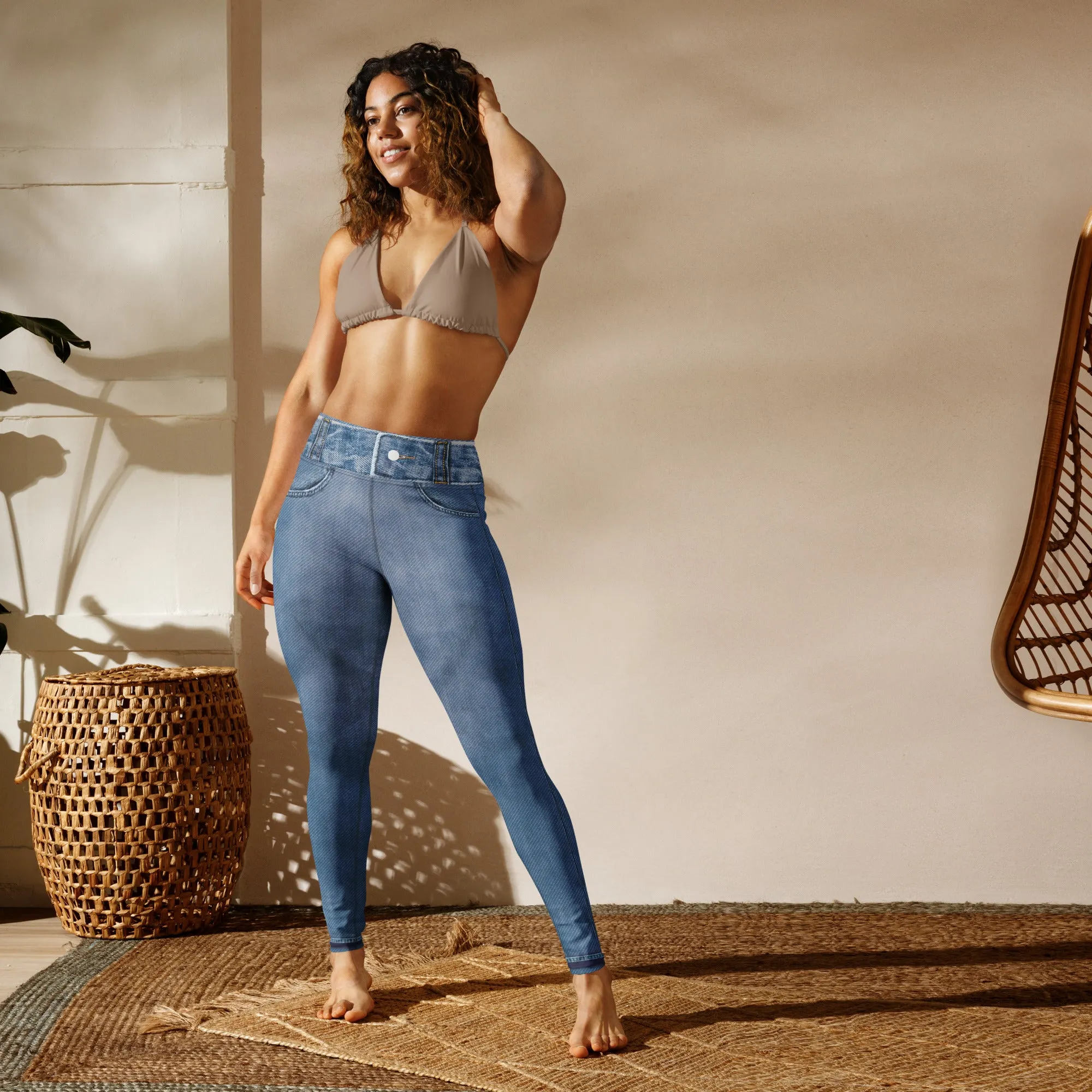 Denim Jeans Print Yoga Leggings