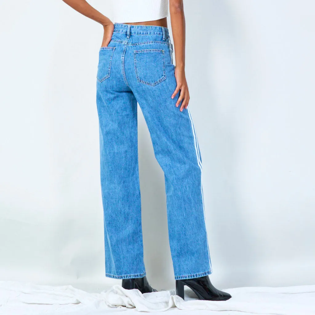 Denim jeans with side stripe detail wholesale