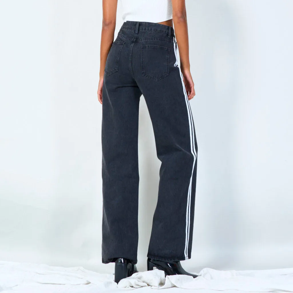 Denim jeans with side stripe detail wholesale