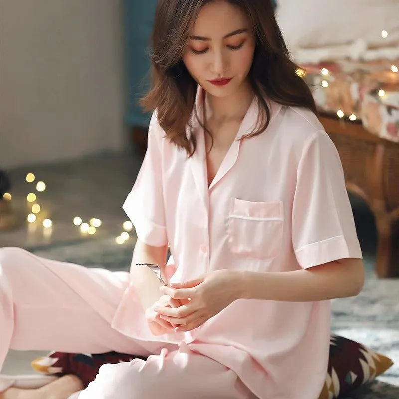 Elegant Blush 2-Piece Summer Pajama Set - Cozy Luxe Lounge Sleepwear for Women