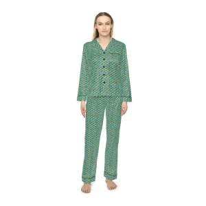 Elegant Custom Satin Leopard Print Women's Sleepwear Set