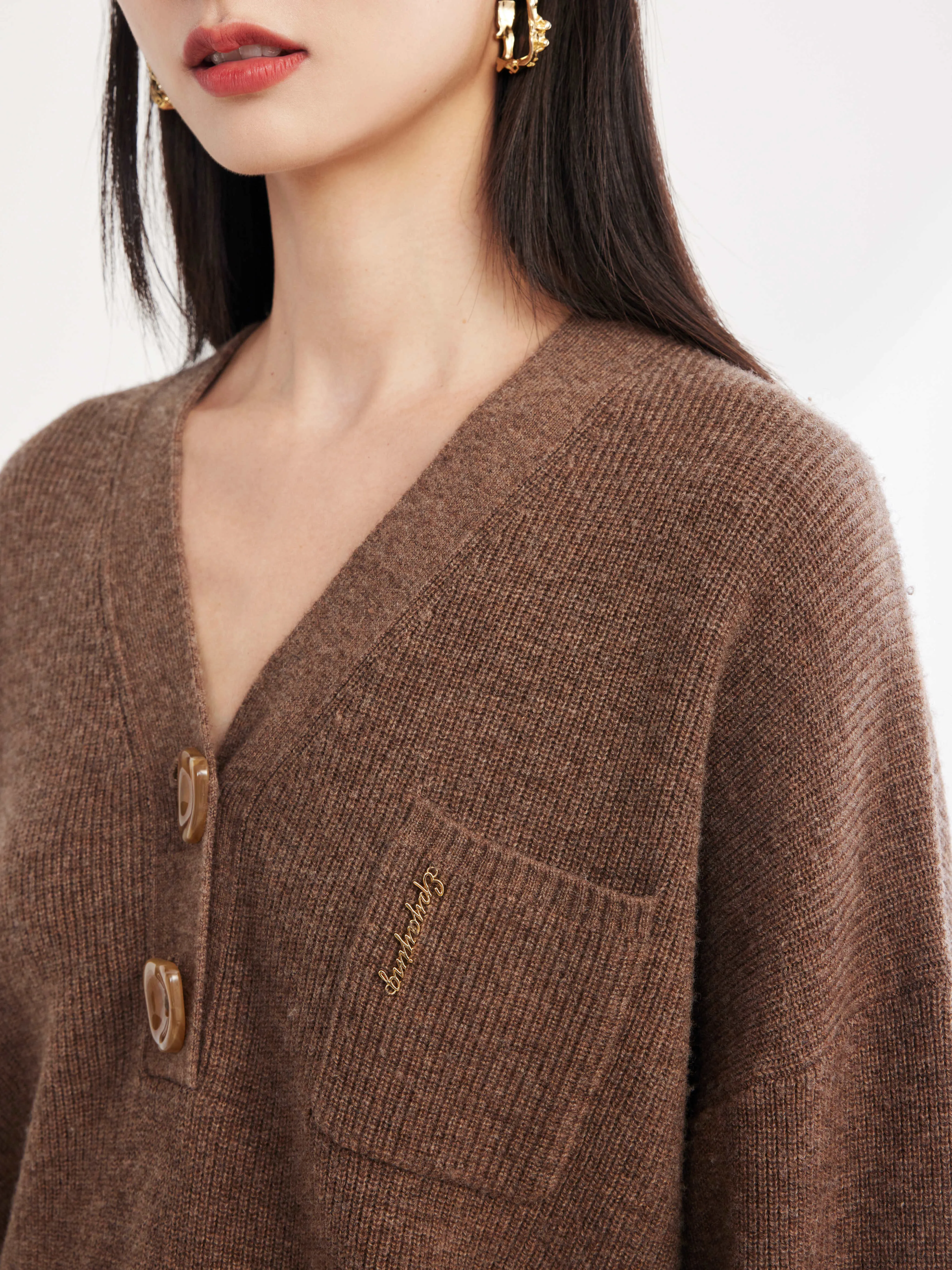 EP YAYING Yak Wool Oversized Knit Sweater