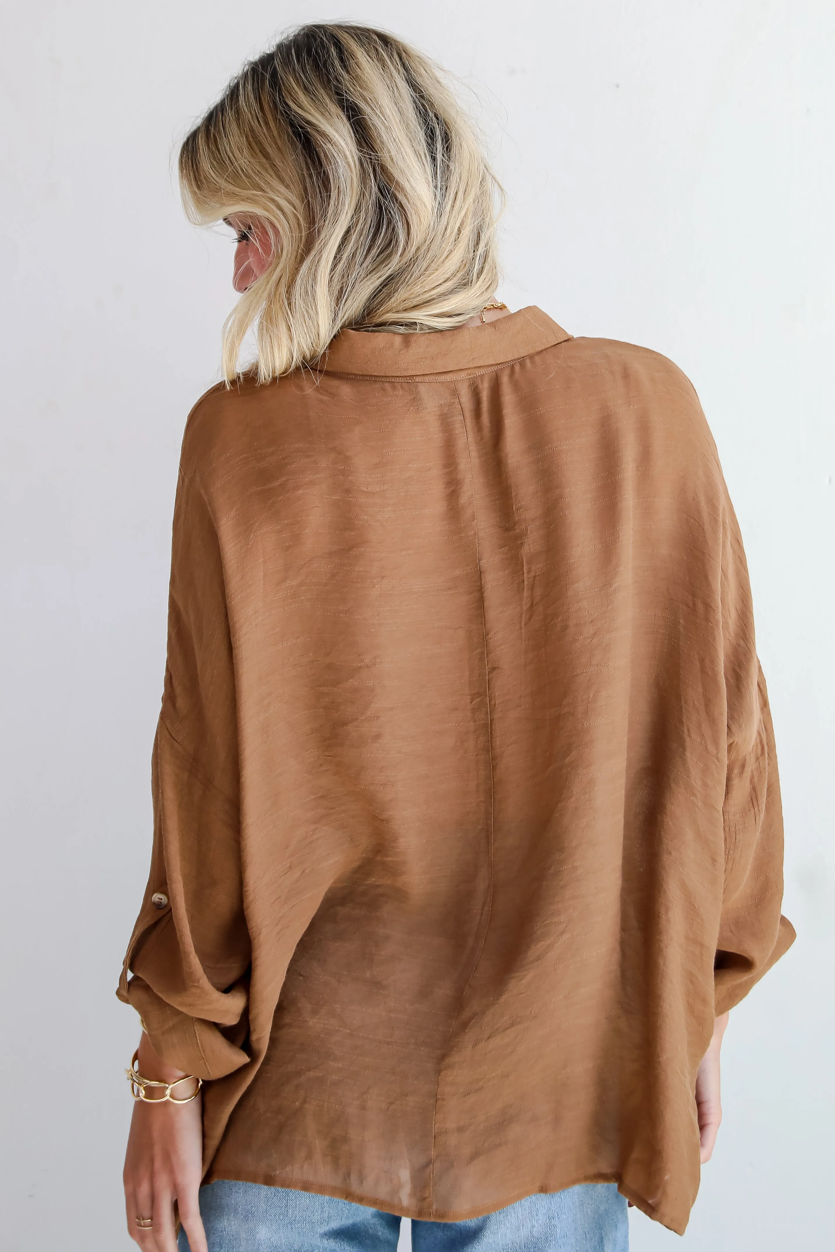 FINAL SALE - Compelling Composure Oversized Button-Up Blouse